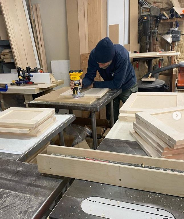 Teag Allison working in his cabinet shop